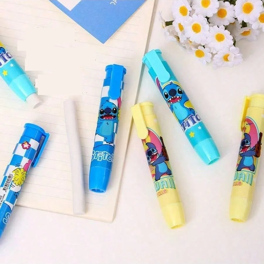 

1/2 шт. выдвижной ластик-пресс «Стич» — забавный ластик для школьных принадлежностей, канцелярских товаров, обучения, призов, подарков