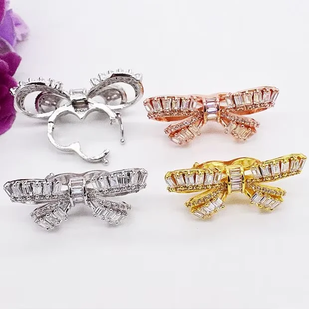 3pcs Cubic Zircon Micro pave butterfly fixed interlayer clasp clip double connector DIY Jewelry Findings