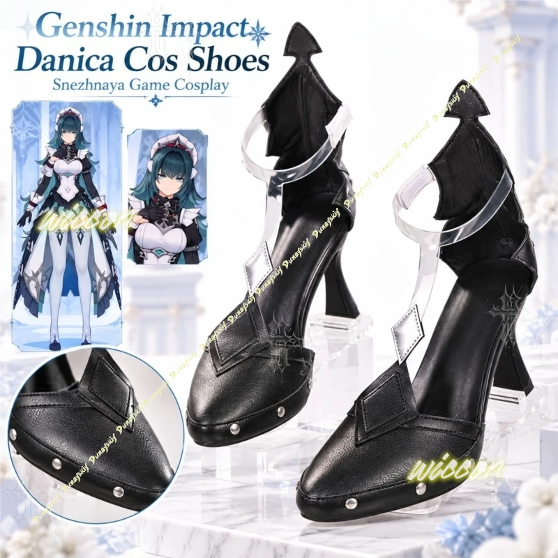 Danica Cos High Heels Genshin Impact Snezhnaya Two Dimensional Game Cosplay Footwear Comic Con Stage Photo Role Play Halloween