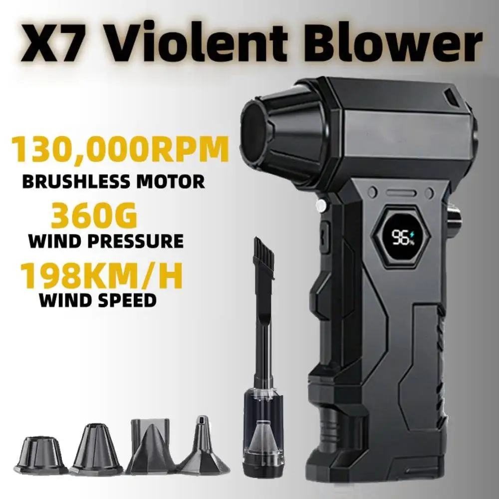 

X7 Violent Blower Turbo Fan 130000Rpm Brushless Powerful Air Blower Wind Speed 65m/s Air Duster for Car/Keyboard/PC/Cleaning