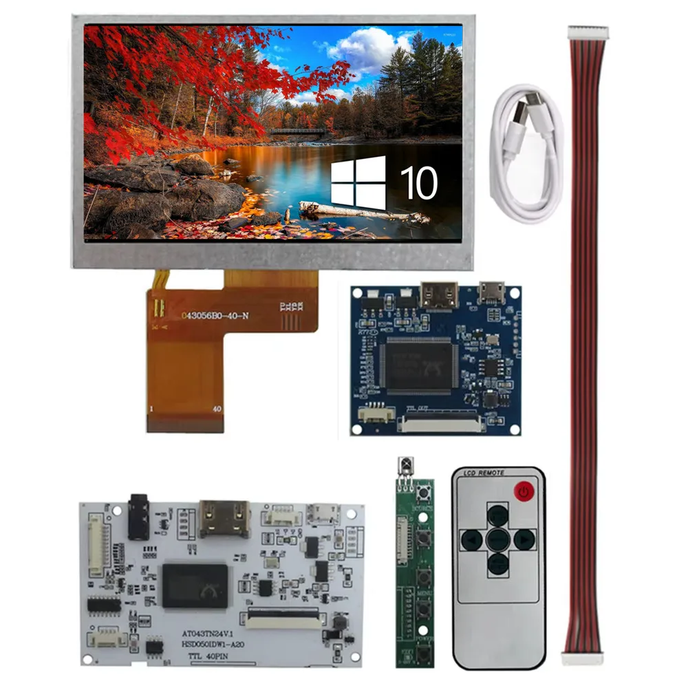 

4,3-дюймовый дисплей 480*272 для портативного дисплея Raspberry Pi, мини-HDMI-совместимая плата управления драйвером, ЖК-экран, мини-компьютер