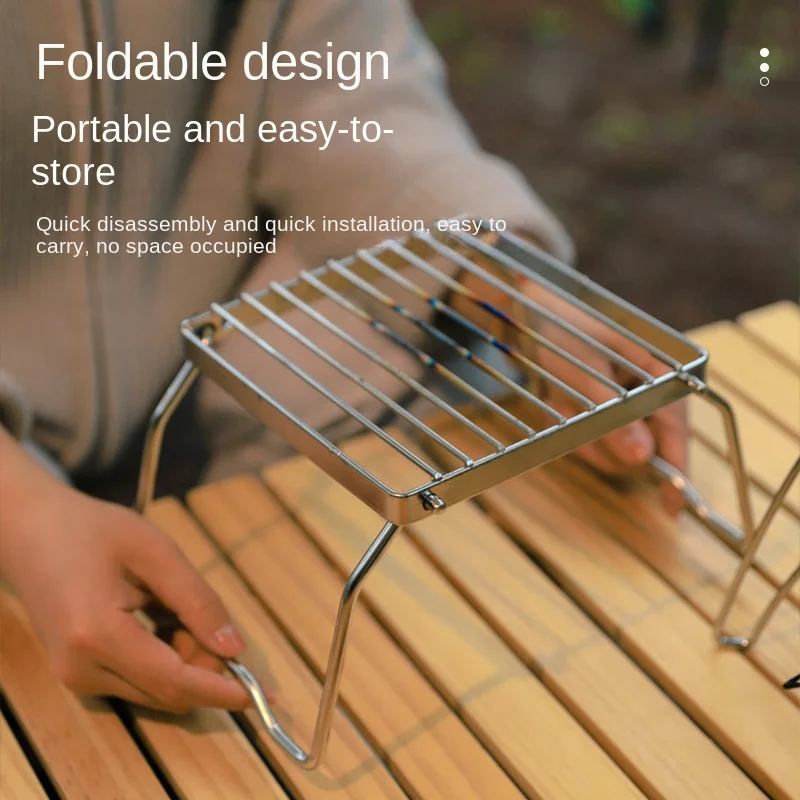 Roestvrijstalen buitenkachelhouder, draagbaar en opvouwbaar, mini-barbecuehouder, pannenlap, kookplaathouder