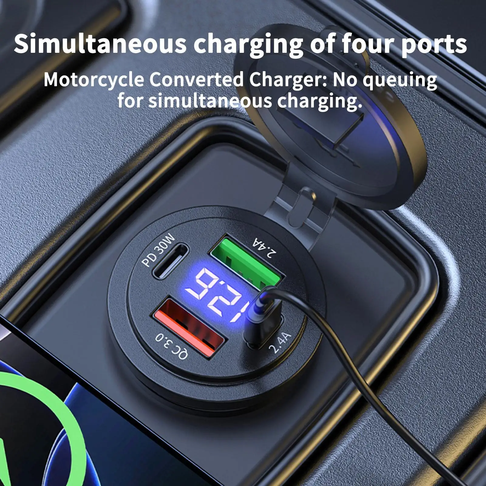 

Car Phone Charger Digital Display PDQC3.0 Type-C Phone Adapter Car Charger USB C Fast Charge for Vehicle Motorcycle Truck Auto