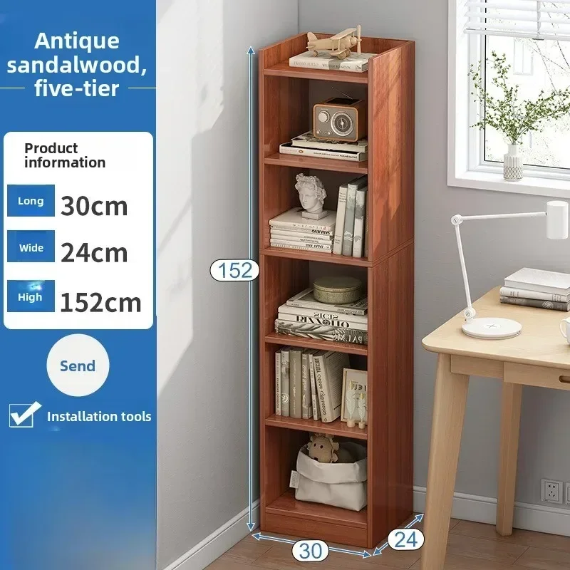 Living Room Bookcase Storage Rack Living Room Storage Cabinet Easy Assembly Floor Standing Multi Tier Slim Depth Storage Cabinet