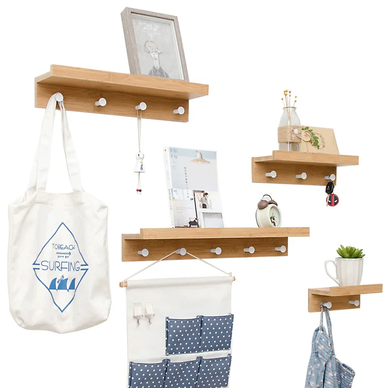 

Wall Mount Coat Rack with Shelf, Sturdy Wooden Floating Shelf with Hooks Save Your Indoor Space, Wall Coat Hanger