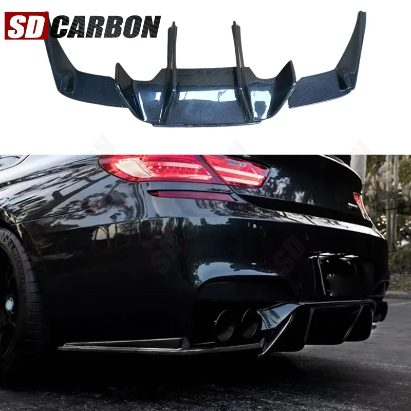 

For BMW 6 Series F12 F13 F06 Carbon Fiber Diffuser Car Rear Bumper Diffuser Rear Splitters Spoiler with lamp Back lip Car Access