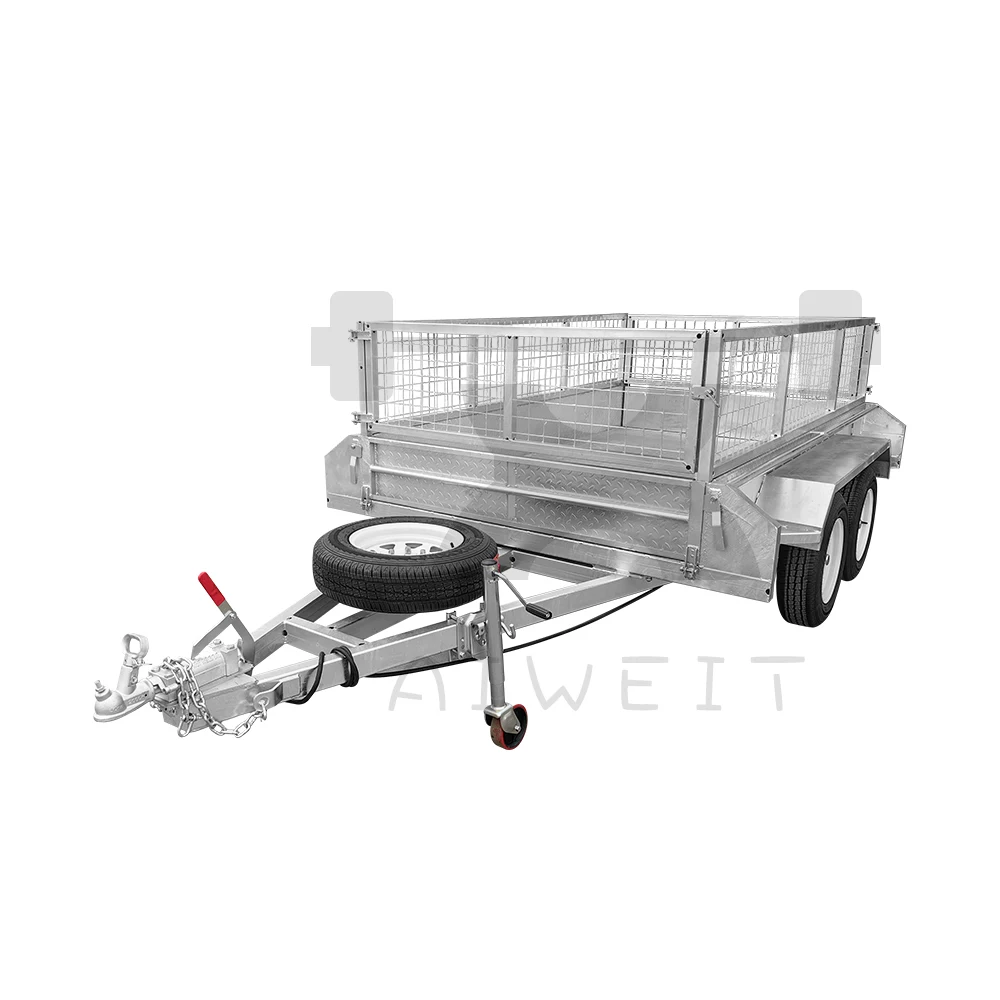 8*5 Heavy Duty Hot Dipped Galvanized Farm Tandem Cargo Box Trailer With Cage