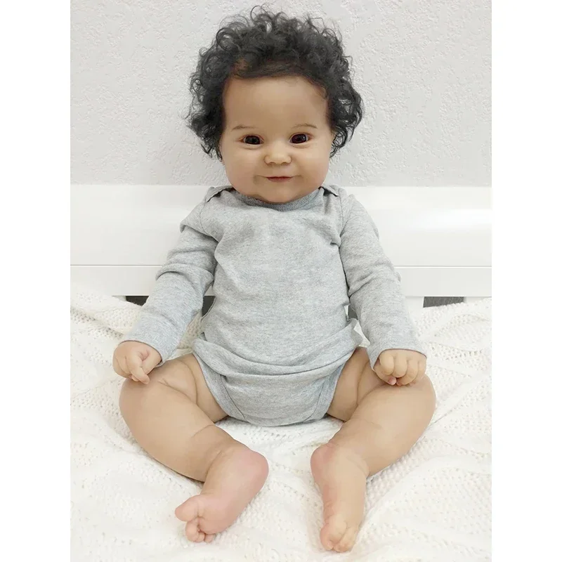 

50cm Reborn Doll Sweet Maddie in Dark Skin Newborn Baby Handmade Lifelike Baby Dolls Muneca Bebe Gift for Birthday Christmas