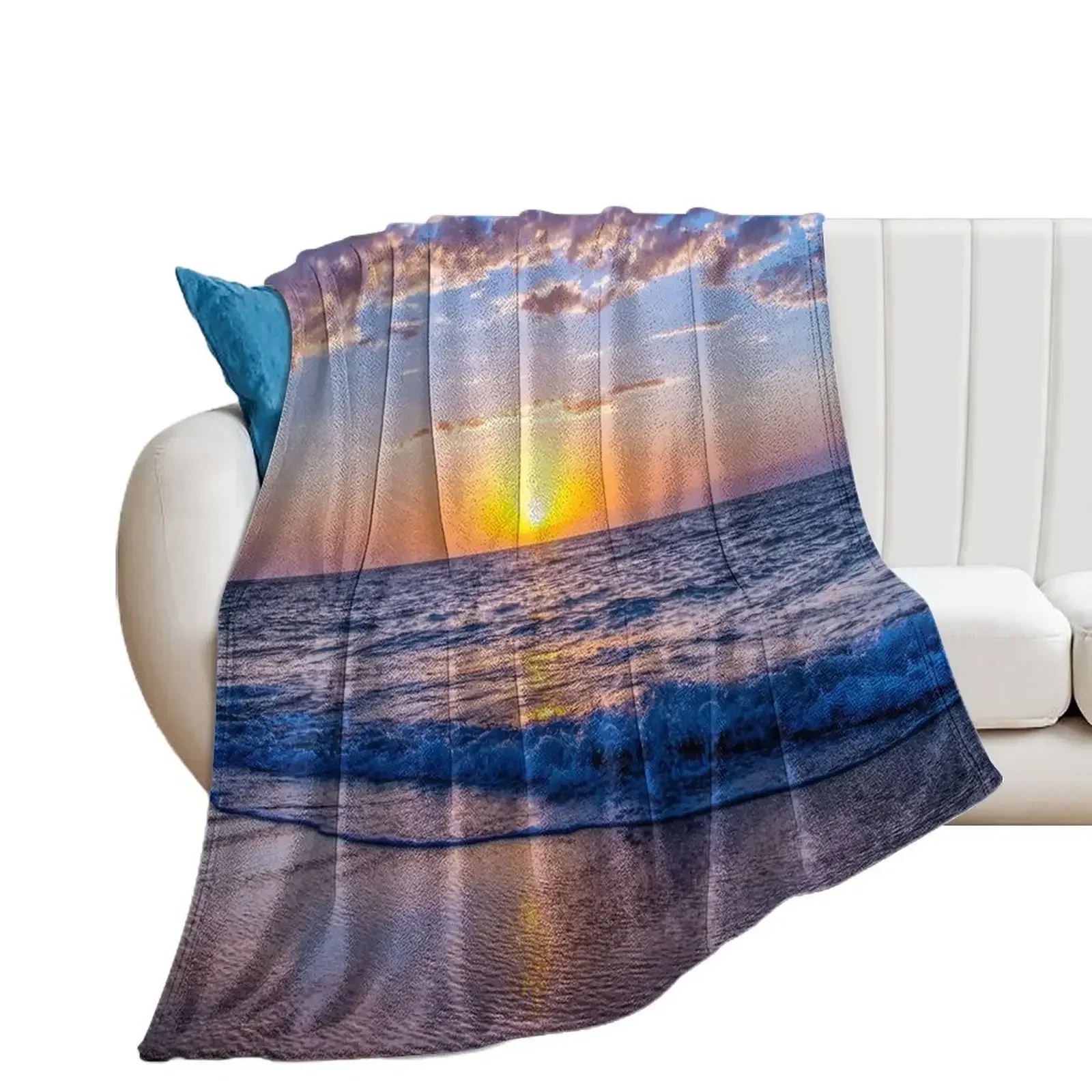 

Beautiful Sunset Scene by the beach Throw Blanket christmas decoration Sofa Quilt Blankets