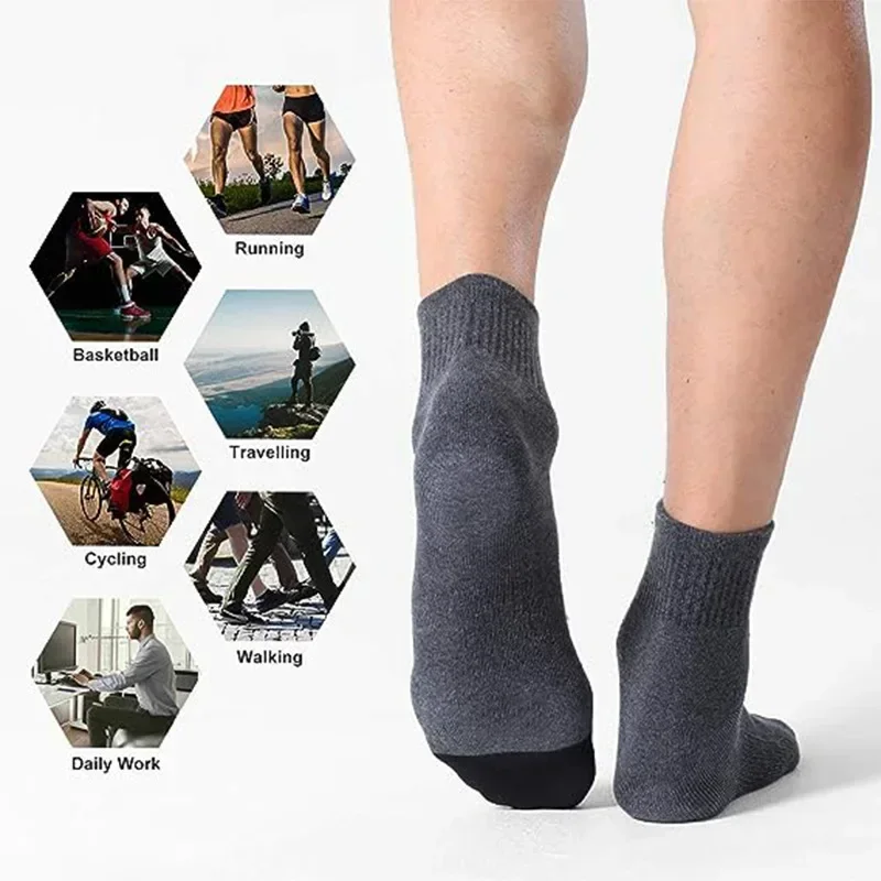 10 Pairs EUR38-47 Plus Size Women Men Sports Socks High Quality Cotton Running Socks Soccer Basketball White Black Grey Socks