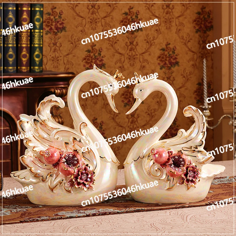

CP ceramic swan home entrance wine cabinet decoration living room TV cabinet decoration