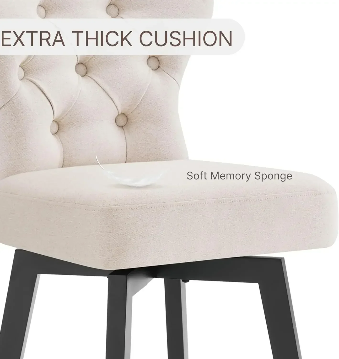 [عرض لفترة محدودة، اشترِ الآن! ]مقاعد مرتفعة للبار مقاس 26 بوصة منجدة بأزرار معنقدة ومقاعد دوارة مع ظهر للمطبخ