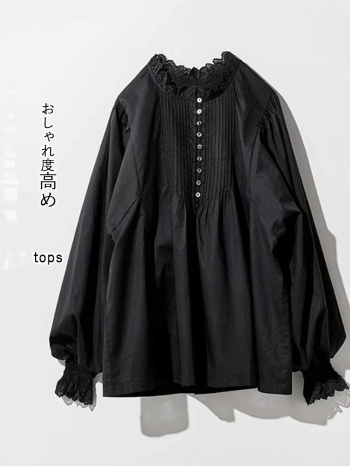 レディースアーティスティックロングスリーブサマーニュースタイル日本風プリーツトップルーズフィットラウンドネックピュアカラーコミュートスタイル