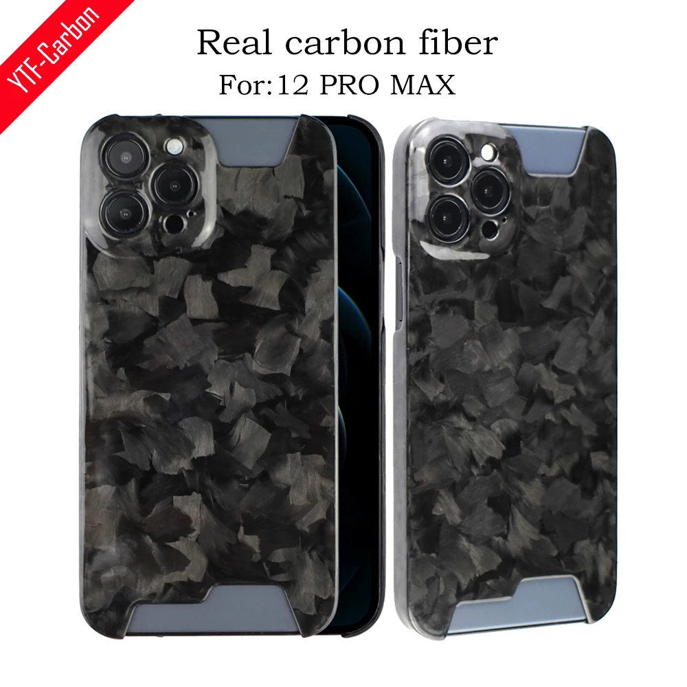 YTF-carbon real carbon fiber phone case For iphone 12 PRO MAX case forged pattern design explosion-proof back shell