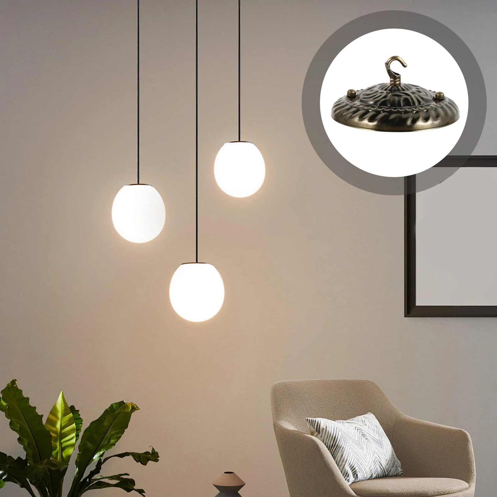

Heavy Duty Hook Accessories Hanging Lamp Canopy Embossed Ceiling Plate Light Fixtures Pendant Parts Hardware