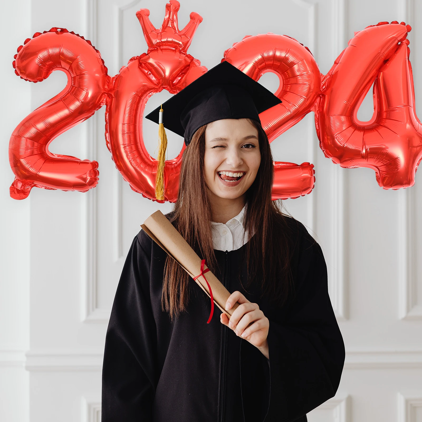 

1Set 2024 Number Balloons Aluminum Foil Party Decorations for New Year Birthday Graduation Festival Supplies Number Balloon