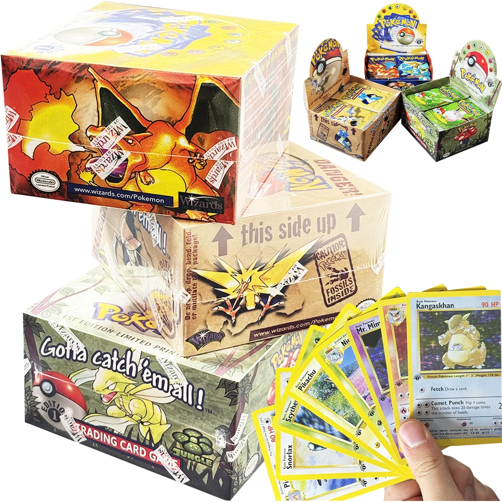 

Pokémon PTCG Game Cards Retro rare Booster Packs Base Fossil Jungle 9 single bags 1 pack 11 Cards and Booster 3Box 1Box 36 Packs