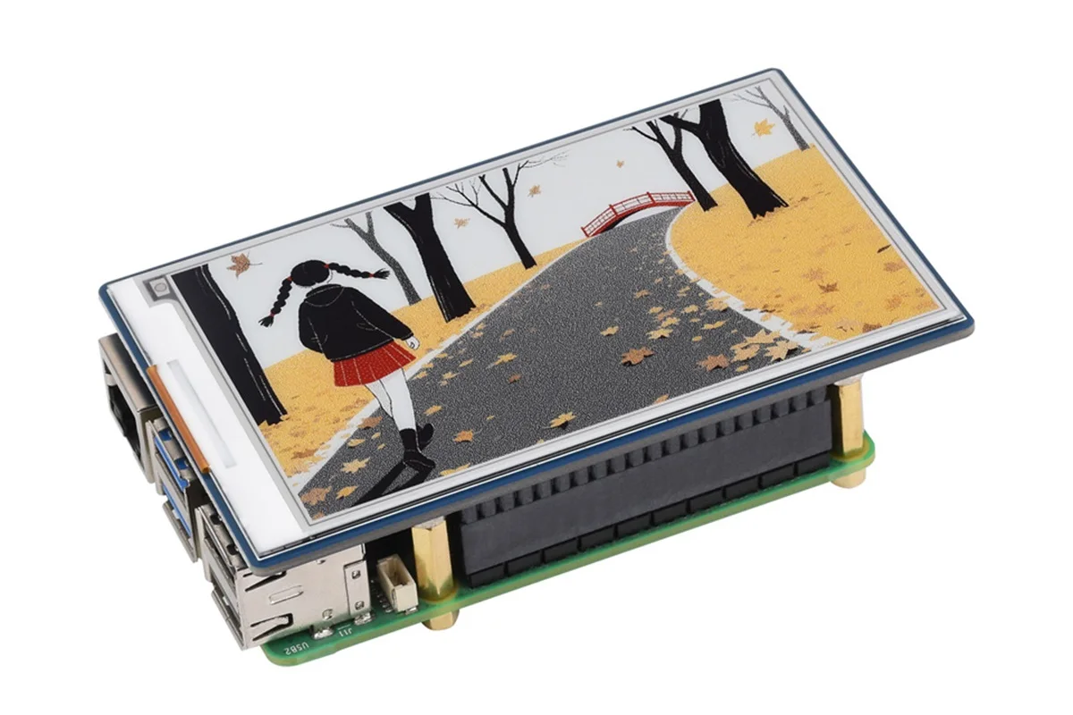3.97inch E-Paper Display (G), E-Ink Display, 800 × 480, Red/Yellow/Black/White, SPI, Standard Raspberry Pi 40PIN GPIO header
