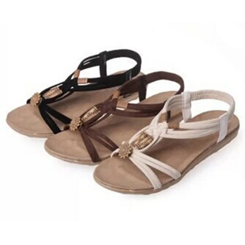 Women Sandals Shoes Summer Flip Flops Boho Beach Sandals Female Fashion Straps Beadding Flat Sandals Gladiator Sandalias