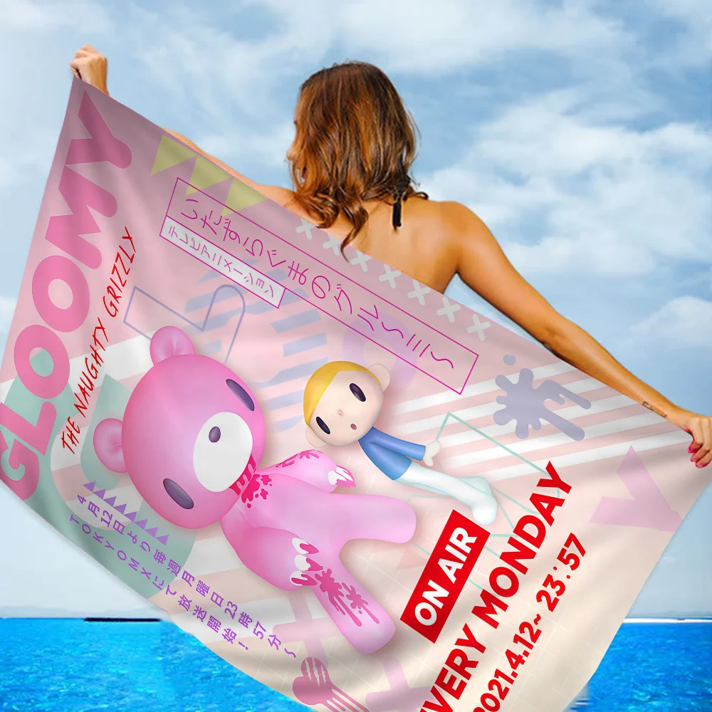 Cartoon G-Gloomy Bear Beach Towels Shower Towel Sauna Travel Spa Microfiber Quick Dry Gym Accessories Cute Room Decor