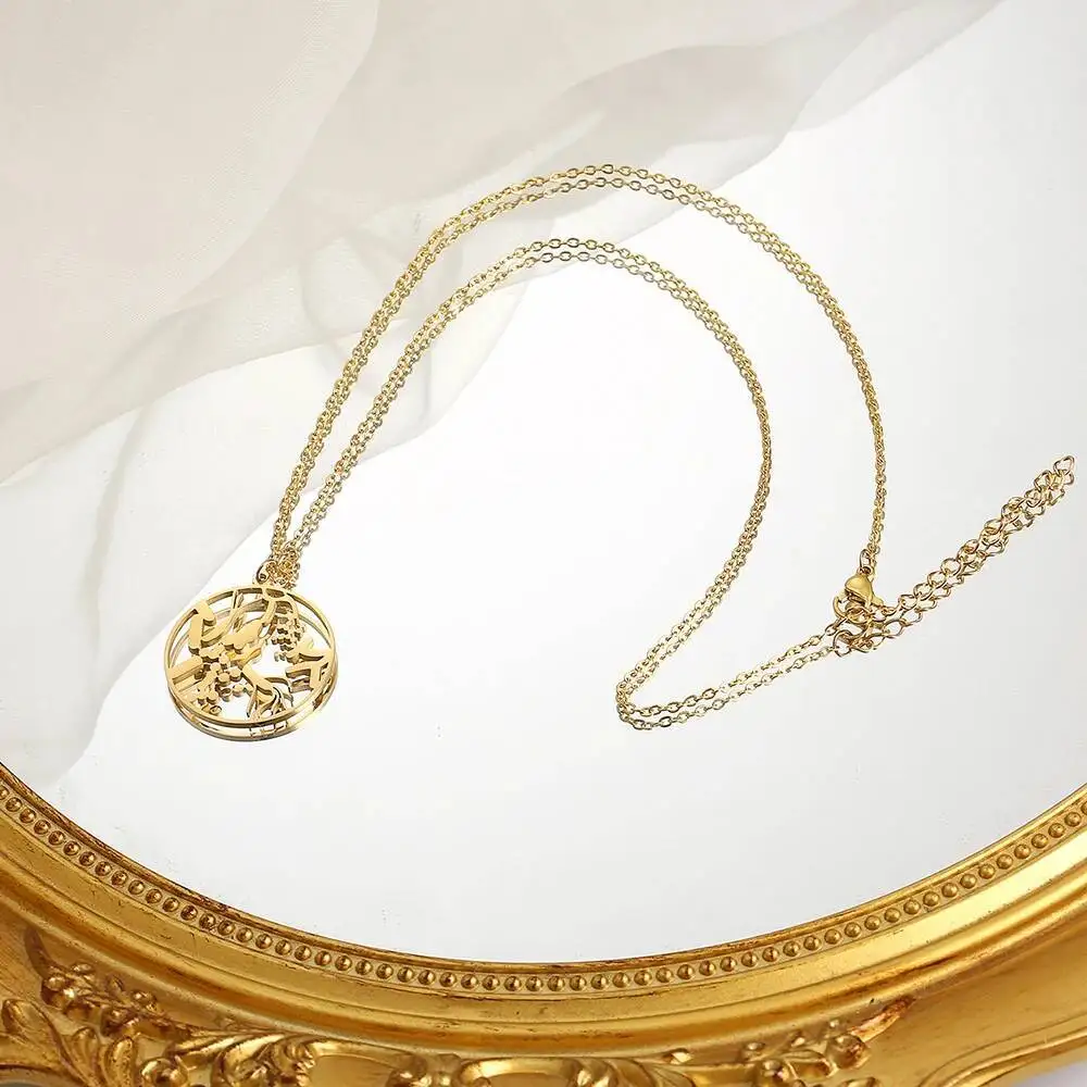 الفولاذ المقاوم للصدأ النساء حساسة ميكروبيوم البكتيريا علم الأحياء الأمعاء قلادة قلادة مجوهرات المعلم #3