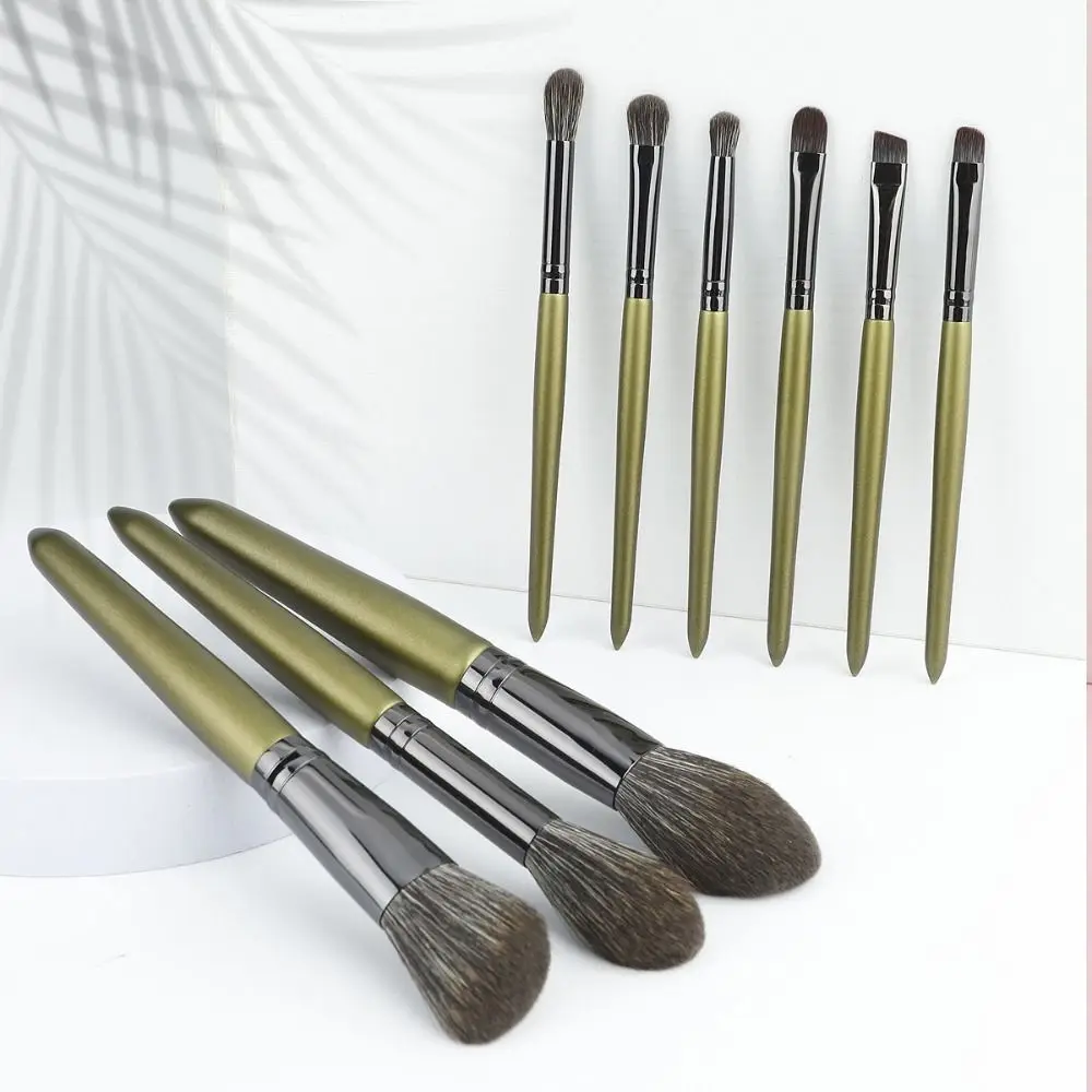 مجموعة فرش مكياج رقيق فرشاة كابوكي مع حقيبة تخزين فرشاة بودرة سائبة من الألياف شعر الماعز فرشاة ظلال العيون أداة تجميل