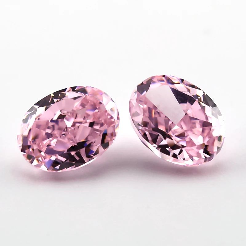 03 # Piedra de circonia cúbica con corte de hielo triturado ovalado de color rosa claro, circonita 5A, 6x8mm, piedra preciosa sintética CZ suelta para fabricación de joyas