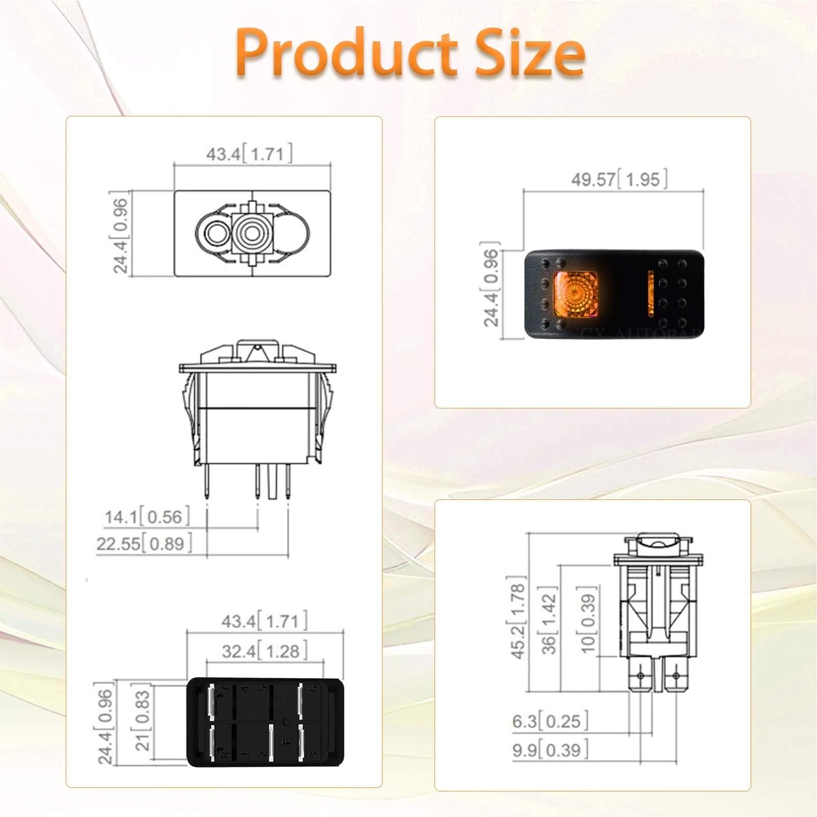 Waterproof Marine Rocker Switch 12V 24V SPST ON-OFF DPDT ON OFF ON / OFF ON 3-Way Amber LED Toggle for Carling ARB RZR 4x4 RV view 2