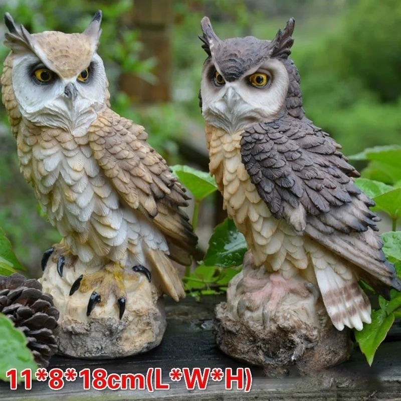 Home Art Craft Cute Decoration Owl Shape Resin Desktop Lifelike Indoor Garden Figurine Ornament Outdoor Anti-bird Collection