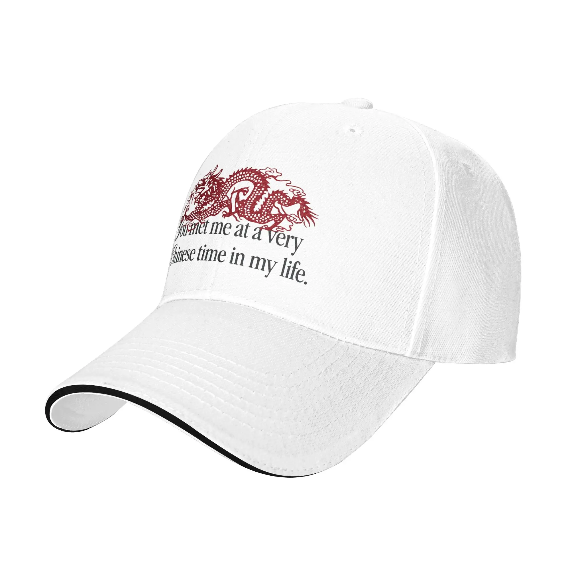 Red Dragon You Met Me At A Very Chinese Time In My Life Baseball Caps Fashion  Sandwich Hat Men Women Adjustable Headwear