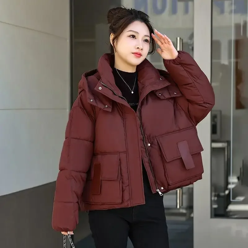 Lady Parka Short Large Women's Hoodie Coat Fashion 2024 Youthful Demi-season Winter Clothes Cold Warm Sale Hot Padded Jacket