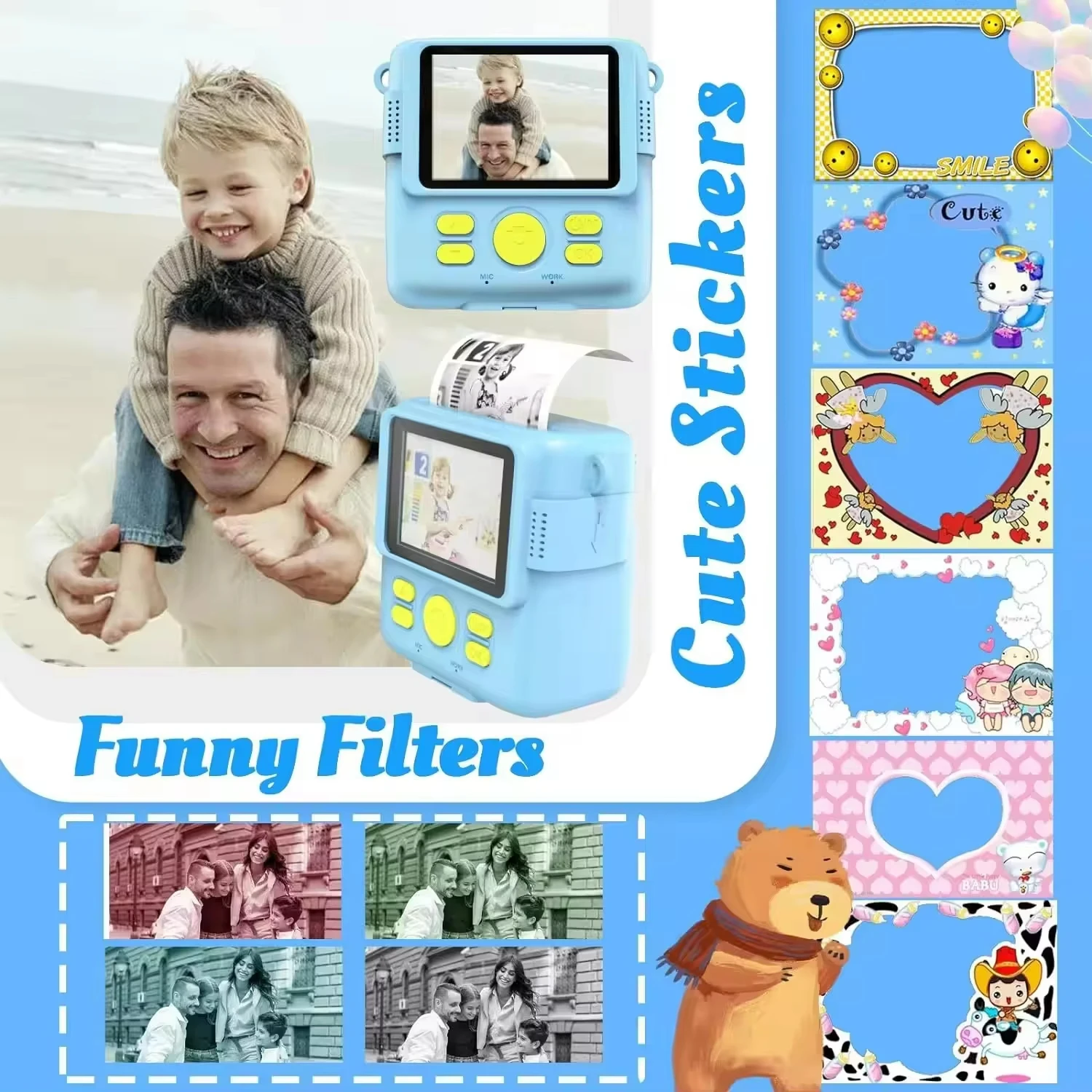 New Kids Instant Print Camera Thermal Printing Mini Camera Gift Instant Photo Printer for Children Photography Toy Printer