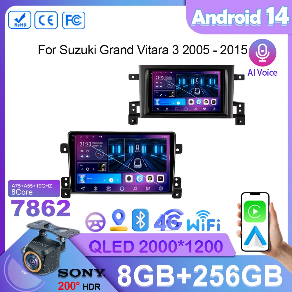 

Car Android 14 For Suzuki Grand Vitara 3 2005 - 2015 Auto Radio Stereo Multimedia Player High-performanceCarplay GPS Navigation