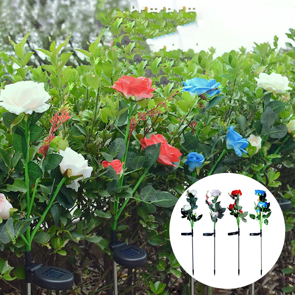 

Solar LED Rose Flower Light 3 Head Garden Decoration Yard Lawn Path Night Lamps IP65 Waterproof Landscape Home Fairy Christmas