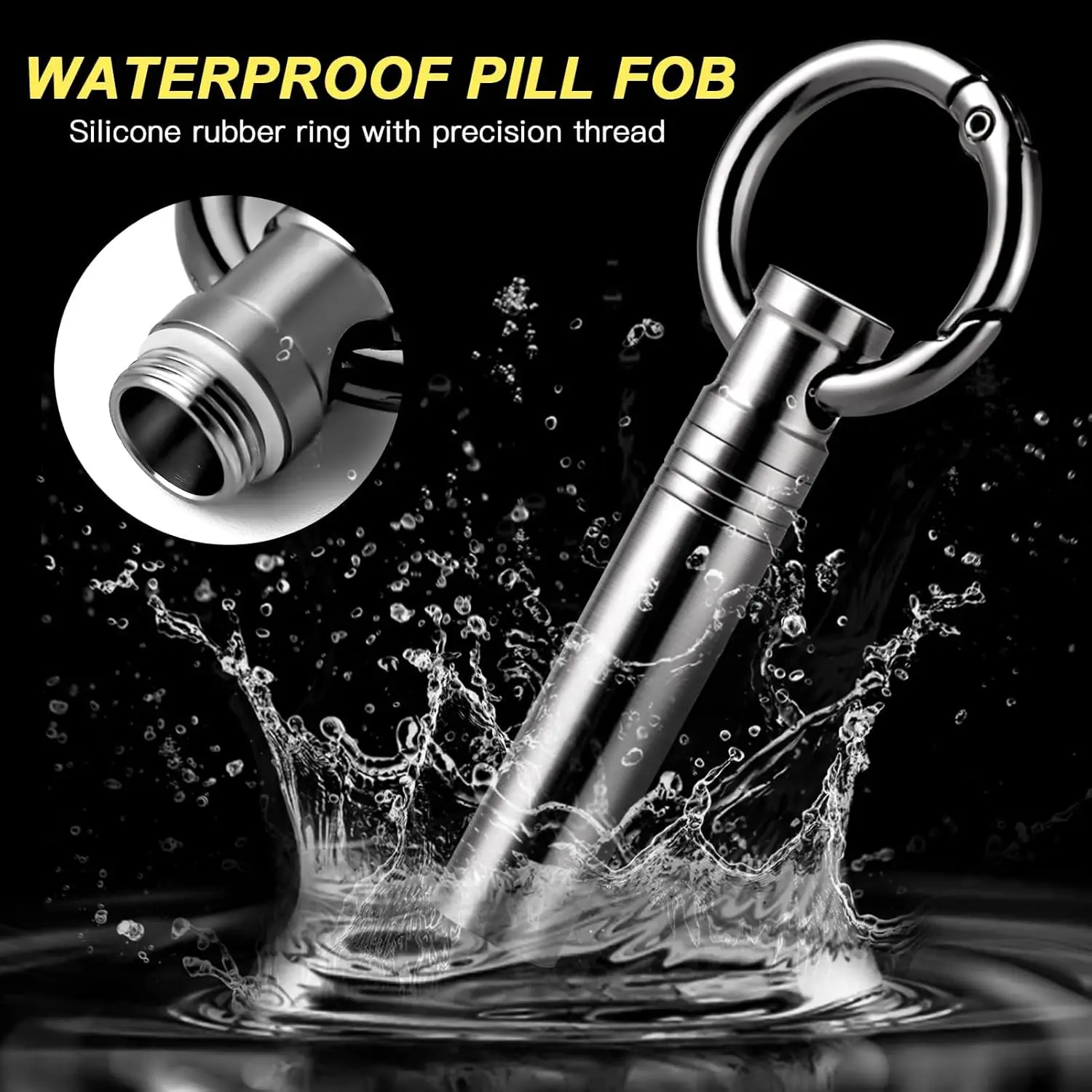 TISUR Small Keychain Pill Holder ,Titanium Metal Travel Pill Case Portable Pill Organizer Container for Purse Waterproof C34 - view 3