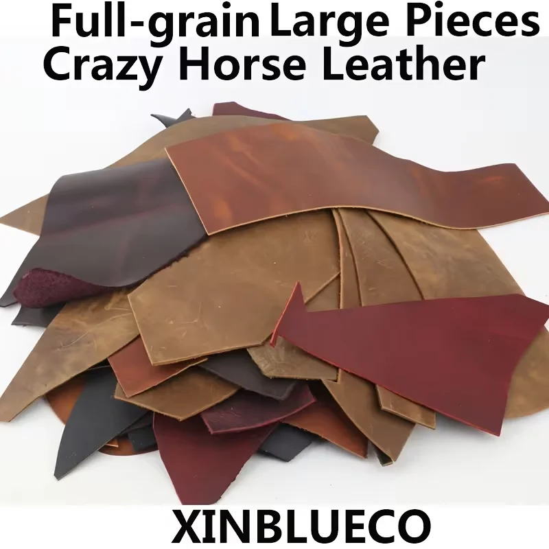 Cuero de vaca de capa superior de 1.5-2.0mm, cuero genuino, cuero Crazy Horse, restos, cuero agrietado, bolsos de cuero hechos a mano DIY, para principiantes.