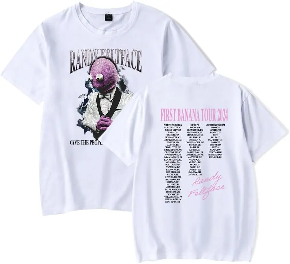 تي شيرت Randy Feltface Merch First Banana Tour للرجال والنساء كاجوال بأكمام قصيرة