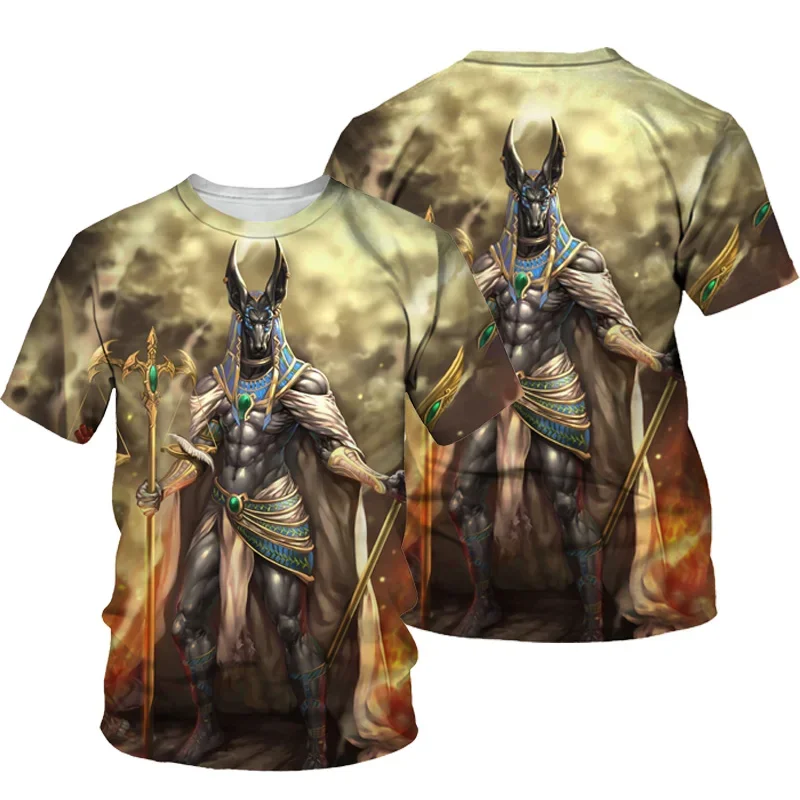 3D Printed Men T-shirt 2024 Summer O Neck Short Sleeve Tops Ancient Egypt Style Male Polyester Fashion Casual Clothing