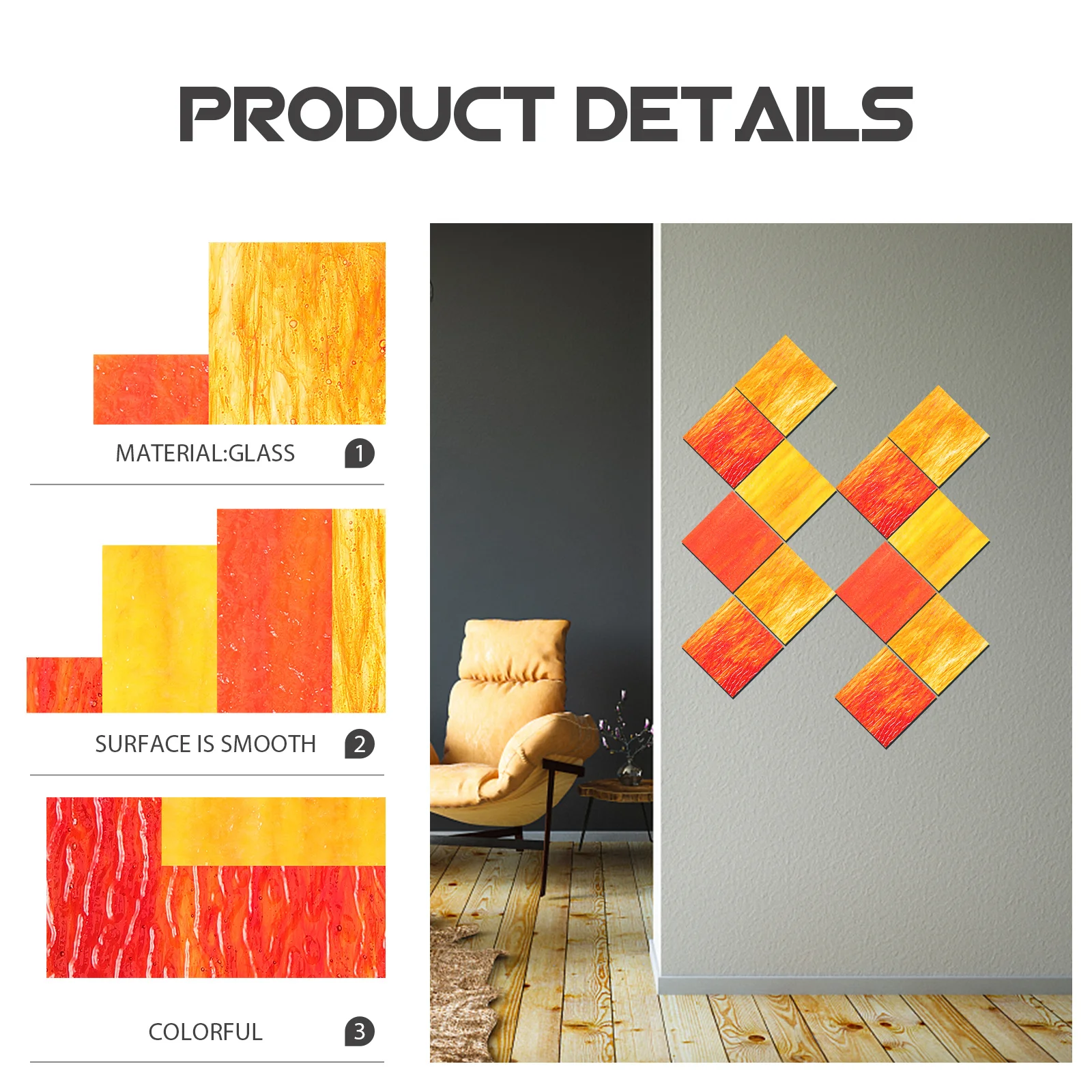 

4Pcs Colored Glass Mosaic Tiles Textured Ripple Sheets DIY Craft Materials Vase Decoration Window Door Art Pieces