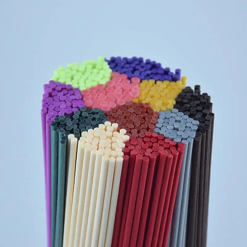 500PCS L22CM X3MM Colorful Synthetic Fiber Sticks Reed Rattan Diffuser Sticks Aroma Perfume Sticks for Home Fragrance