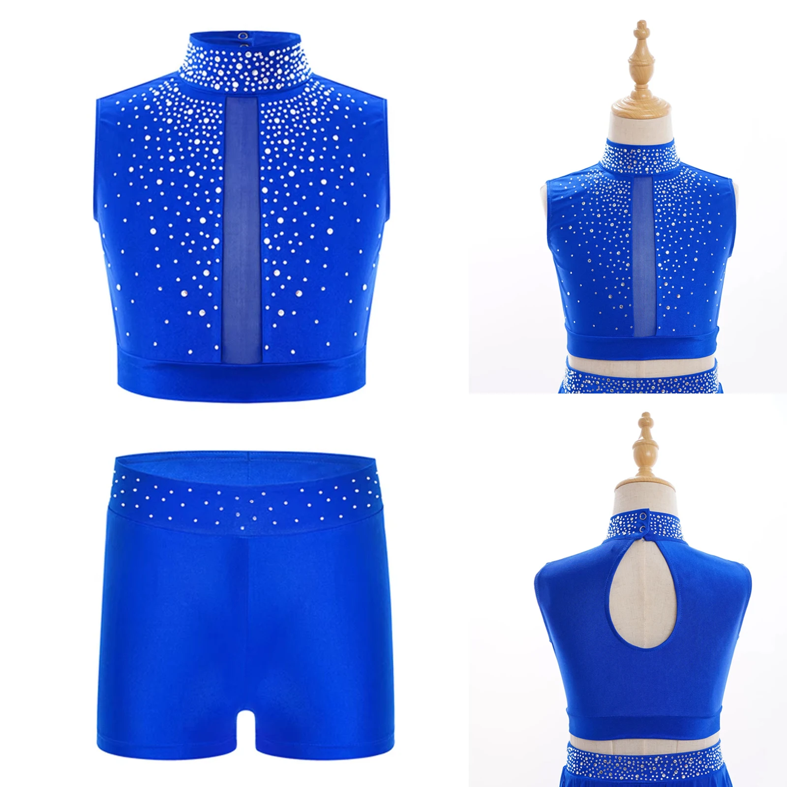 

Girl's Tracksuit 2PCS Sport Active Set Sleeveless Crop Top with Booty Shorts Tumbling Outfits for Yoga Running Gym Practice