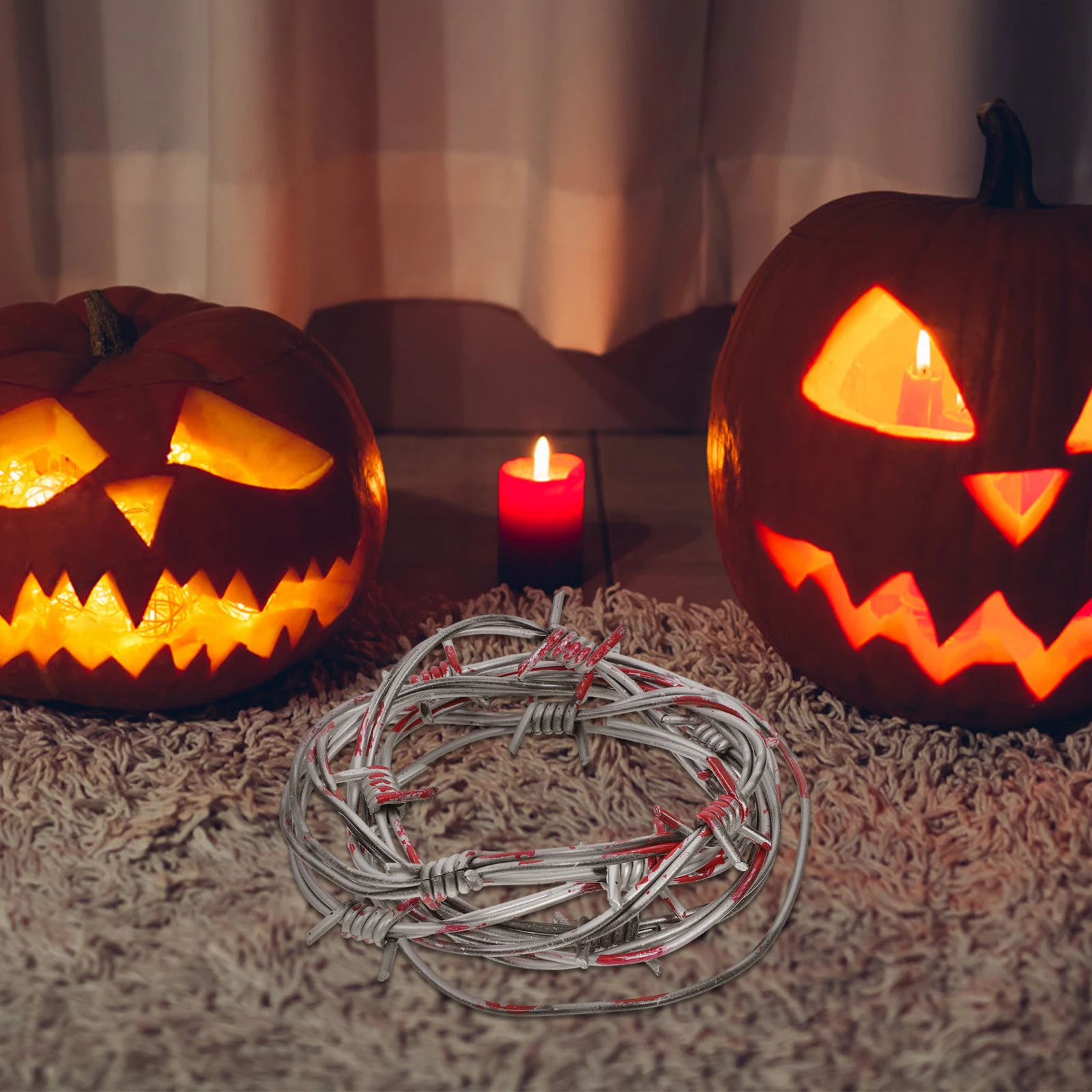 

Fake Decor Artificial Barbwire Chain Props for Home Party DIY Halloween Scene Ornament
