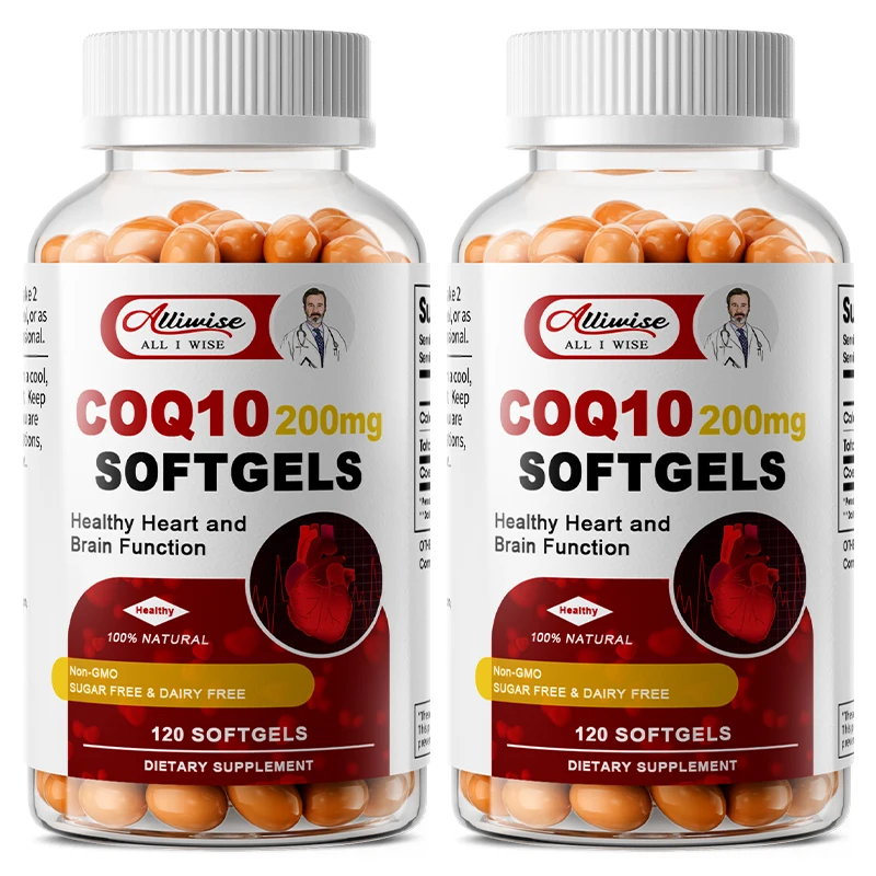 Alliwise CoQ10 Soft Capsule 200mg Coenzyme Q10 Supplements - Promote Cardiovascular and Heart Health, Provide Energy