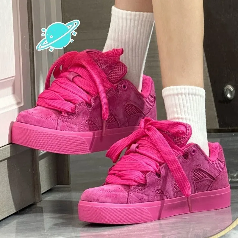 New Womens Chunky Sneakers Trend Street Style Casual Shoes Fashion Round Head Board Shoes for Woman Designer Shoes Zapatos Mujer