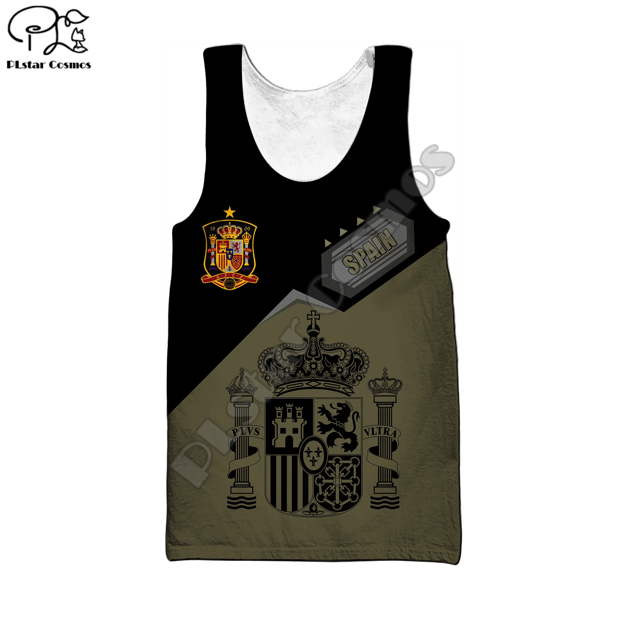 PLstar Cosmos Spain National Emblem And Flag 3D Printed 2022 Summer Tank Top For Men/Women Casual Beach Vest Drop Shipping S16