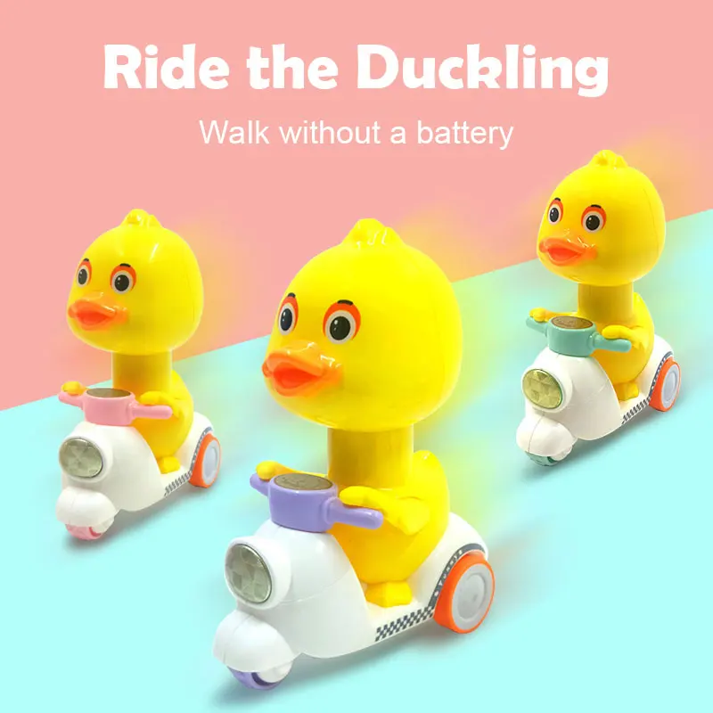 ZK30 1PCS Inertial Car Squeeze Drive Yellow Duck Child Toy 360 Degree Rotation Toy Car Baby Wind-up Children's Toys