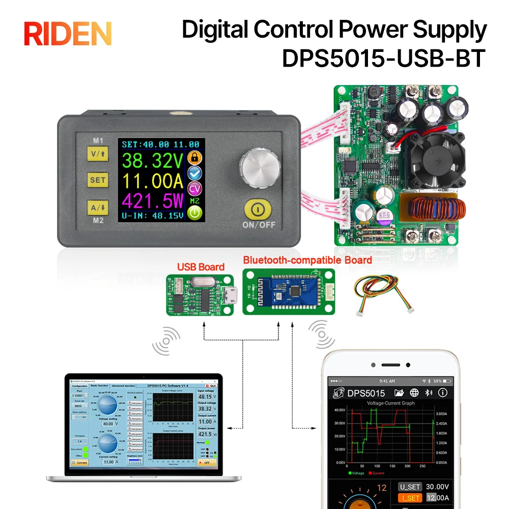 RIDEN DPS5015 communication Constant Voltage current DC Step-down Power Supply adjustable buck converter LCD voltmeter 50V 15A