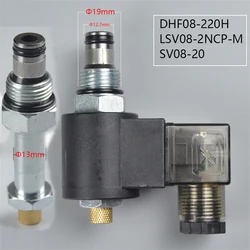 Hydraulic Threaded Cartridge Solenoid Valve 2 Position 2 Way Normally Closed DHF08-220H LSV08-2NCP-M DC12V/DC24V/AC220V 250bar