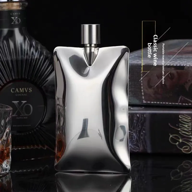 304 Stainless Steel Wave Shaped Hip Flask 6 oz Portable Creative Flask for Outdoor Travel Camping Party Gift