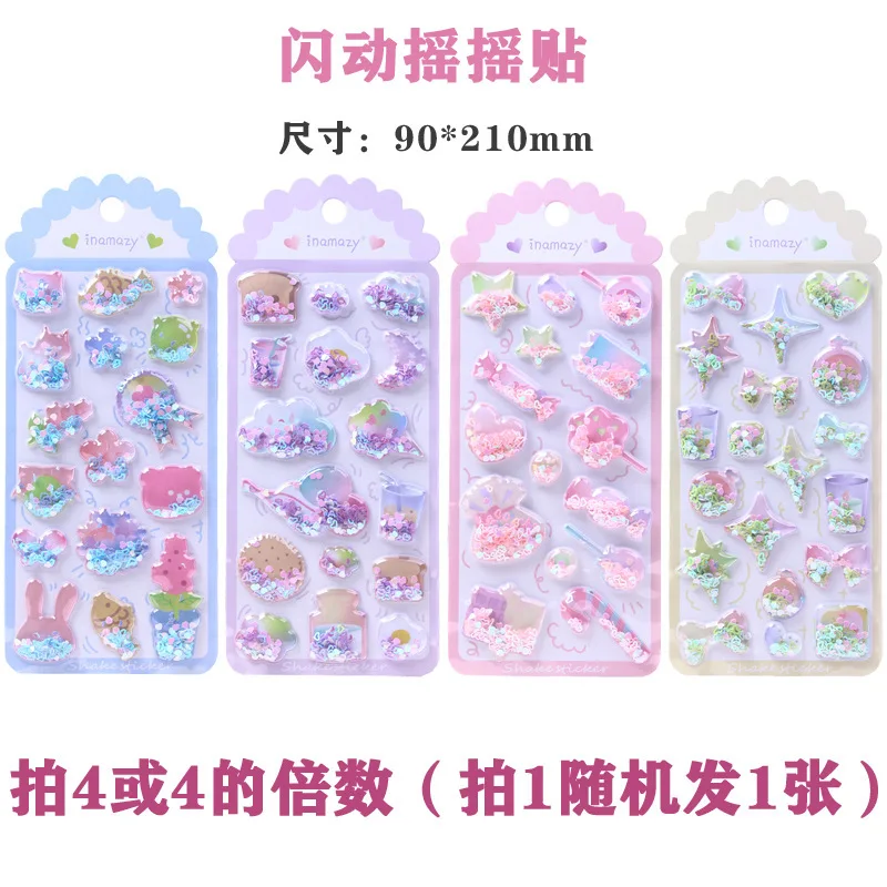 Adesivos de areia líquida 3d com glitter para crianças, decalques transparentes brilhantes, capa de telefone, artesanato para meninas, decoração personalizada de capa de telefone